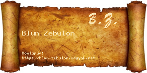 Blun Zebulon névjegykártya